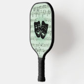Raquette De Pickleball Musique verte et masques grecs de théâtre (Gauche)