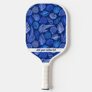Raquette De Pickleball Nautical Seashell Beach Motif Nom du texte personn