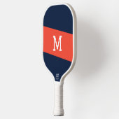 Raquette De Pickleball Navy bleu Prépa rayé monogramme initial (Gauche)