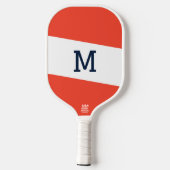 Raquette De Pickleball Navy bleu Prépa rayé monogramme initial (Verso)