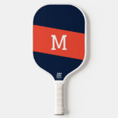 Raquette De Pickleball Navy bleu Prépa rayé monogramme initial (Recto)