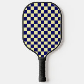 Raquette De Pickleball Navy Blue and Yellow Checkerboard Pattern (Recto)