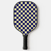 Raquette De Pickleball Navy Blue and Yellow Checkerboard Pattern (Verso)