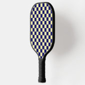 Raquette De Pickleball Navy Blue and Yellow Checkerboard Pattern (Gauche)