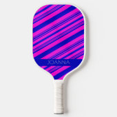 Raquette De Pickleball Neon Rose et Bleu Grandes Moderne Nom personnalisé (Recto)