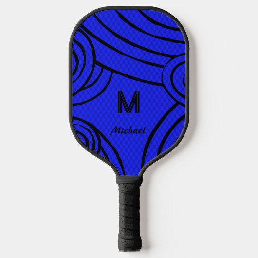 Raquette De Pickleball NeonLine 1 Blue Editable Nom & Initiales (Recto)
