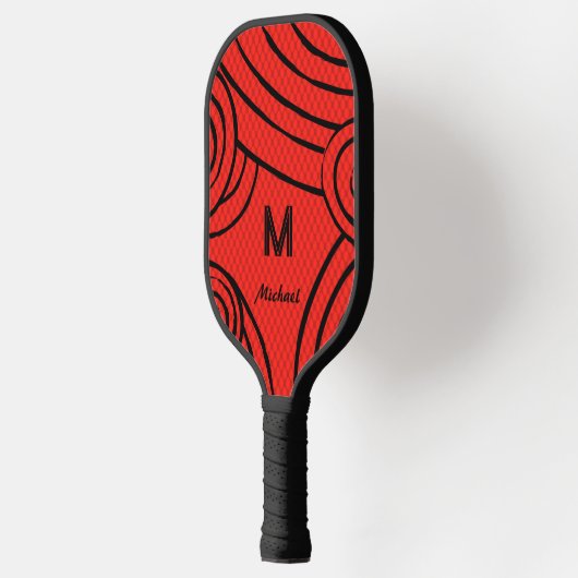 Raquette De Pickleball NeonLine 1 Red Editable Nom & Initiales (Gauche)