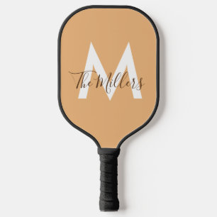 Raquette De Pickleball Neutre Minimaliste moderne orange monogramme