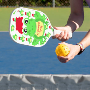 Raquette De Pickleball Noël Cute Frog Santa Hat Motif Nouveauté