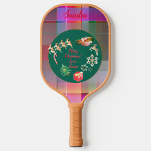 Raquette De Pickleball Noël Père Noël Reindeer Plaid Petit Noël