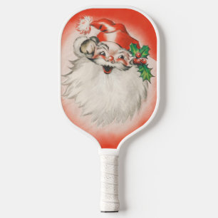 Raquette De Pickleball Noël vintage, joyeux Père Noël rétro des années 50