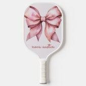 Raquette De Pickleball Nœud Rose Tendance Personnalisé Avec Nom Monogramm (Recto)