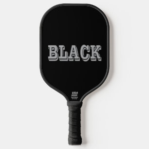 Raquette De Pickleball Noir Avec Texte Gris Sur Couleur Solide Noir