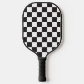 Raquette De Pickleball Noir & Blanc esthétique À damiers Monogramme rétro (Recto)