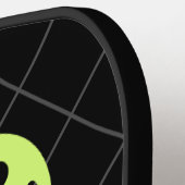 Raquette De Pickleball Noir Blanc Jaune Élégant Script Personnalisé (Détail gauche)