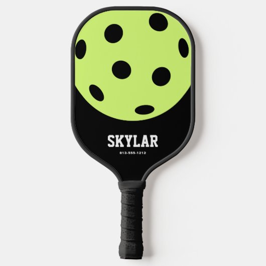 Raquette De Pickleball Noir Blanc Jaune Unique Bright (Verso)
