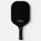 Raquette De Pickleball Noir classique Monogramme et nom personnalisés (Recto)