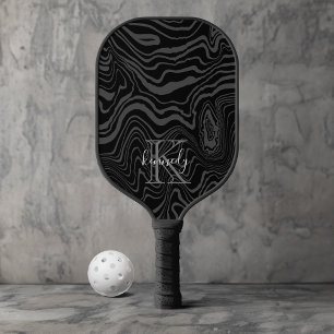 Raquette De Pickleball Noir Damascus acier Motif personnalisé Nom Monogra