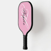 Raquette De Pickleball Noir et blanc Fatigue Monogramme rose (Gauche)