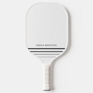 Raquette De Pickleball Noir et blanc Simple Minimal Nom personnalisé