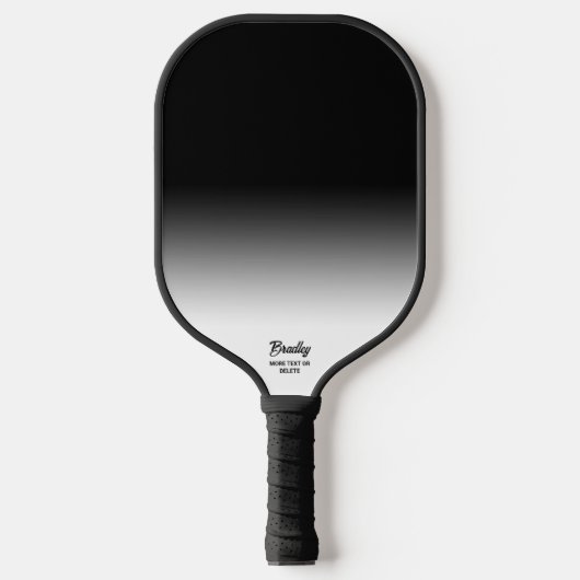 Raquette De Pickleball Noir Ombre Gradient Nom de texte personnalisé Cool (Recto)