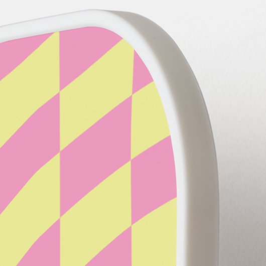 Raquette De Pickleball Nom À damiers script rétro (Détail gauche)