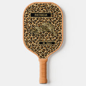 Raquette De Pickleball Nom de léopard élégant Personnaliser le message (Recto)