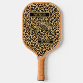 Raquette De Pickleball Nom de léopard élégant Personnaliser le message (Verso)
