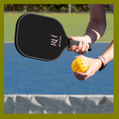 Raquette De Pickleball Nom de monogramme personnalisé noir blanc