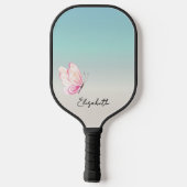 Raquette De Pickleball Nom de papillon personnalisé Monogramme (Verso)