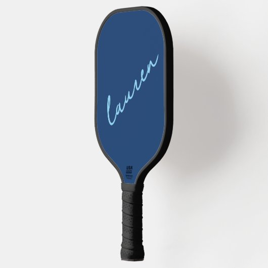 Raquette De Pickleball Nom de script bleu moderne (Gauche)