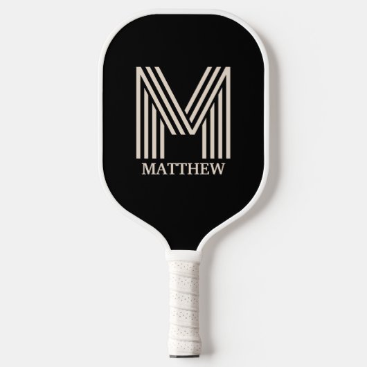 Raquette De Pickleball Nom de script monogramme moderne couleur personnal (Recto)