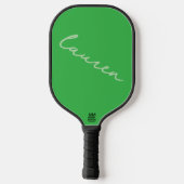 Raquette De Pickleball Nom de script néon vert moderne (Verso)