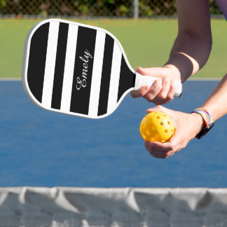 Raquette De Pickleball Nom De Script Noir Et Blanc Moderne