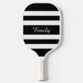 Raquette De Pickleball Nom De Script Noir Et Blanc Moderne (Recto)