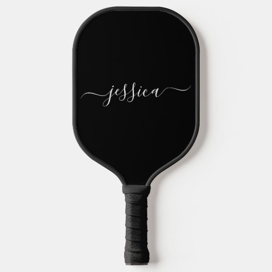 Raquette De Pickleball Nom de script noir moderne (Recto)