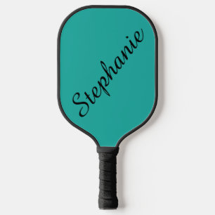 Raquette De Pickleball Nom de script personnalisé Turquoise et Noir