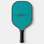 Raquette De Pickleball Nom de script turquoise moderne pickleball paddle (Verso)