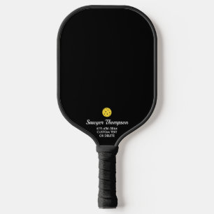 Raquette De Pickleball Nom de téléphone du texte personnalisé en noir sim