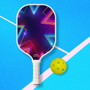 Raquette De Pickleball Nom de texte personnalisé de conception de néon Ab