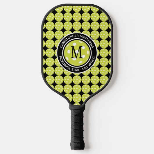 Raquette De Pickleball Nom du devis personnalisé Pickleball Star Initial (Recto)