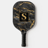 Raquette De Pickleball Nom du marbre noir Monogram Black Gold (Verso)