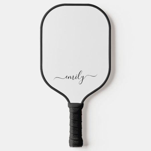 Raquette De Pickleball Nom du monogramme blanc noir moderne (Recto)