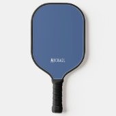 Raquette De Pickleball Nom du monogramme bleu moderne (Verso)