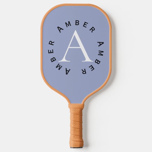 Raquette De Pickleball Nom du monogramme bleu moderne + initial (Recto)
