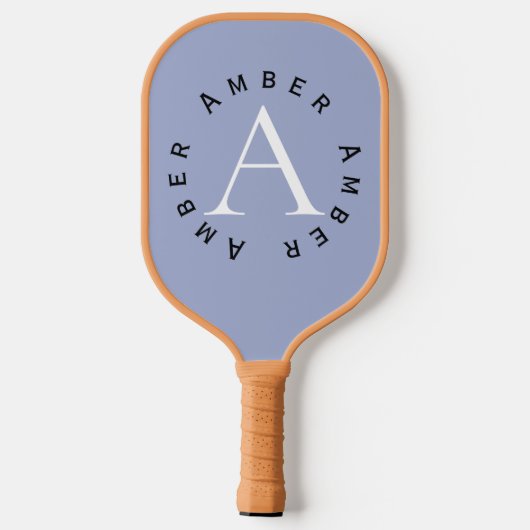 Raquette De Pickleball Nom du monogramme bleu moderne + initial (Verso)