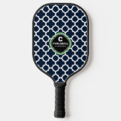 Raquette De Pickleball Nom du monogramme de Quatrefoil (Verso)