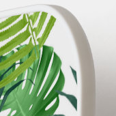 Raquette De Pickleball Nom du monogramme des Feuilles tropicaux verts (Détail gauche)