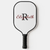 Raquette De Pickleball Nom du monogramme initial Gris Bourgogne tendance (Verso)