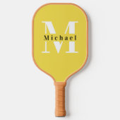 Raquette De Pickleball Nom du monogramme jaune de base + initial (Recto)